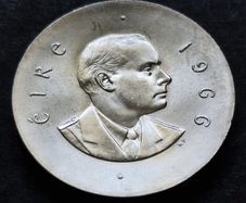 Silver Padraig Pearse 10 Shilling 1966 UNC coin