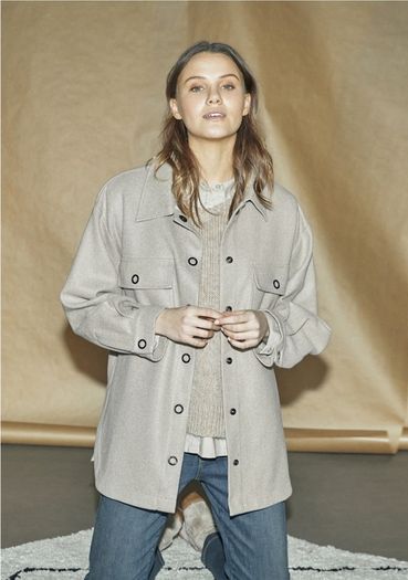 "Isay" Nadya Shirt Jacket - Dark Sand