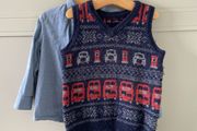 Next 2 piece shirt and sleeveless jumper with London Bus London taxi and red mailbox
