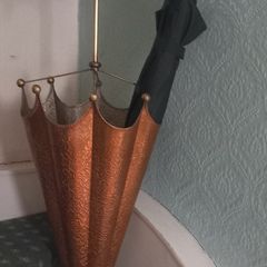 Copper and brass umbrella stand.
