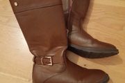 Girl's brown leather boots, size 35