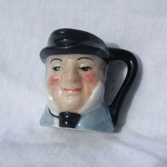 CAPTAIN CUTTLE (Dicken's character) - a vintage miniature character toby jug by Artone Pottery (about 1 3/8" height). PRICE REDUCED