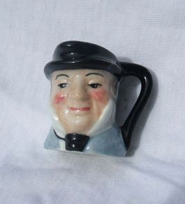 CAPTAIN CUTTLE (Dicken's character) - a vintage miniature character toby jug by Artone Pottery (about 1 3/8" height). PRICE REDUCED