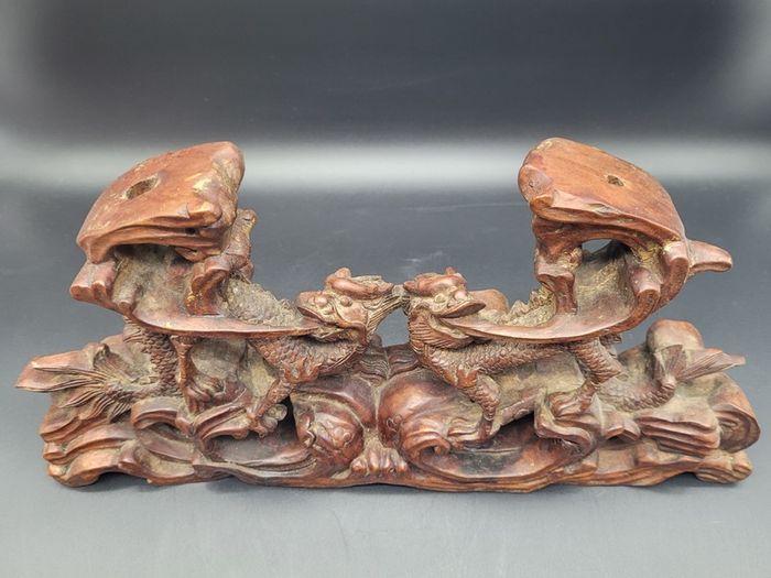 Chinese Qing Carved Dragon Incense Stand 19th Century
