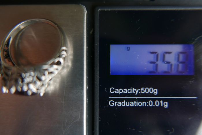 Vintage 925 sterling silver rose quartz & beryl ring 3,58g size P1/2