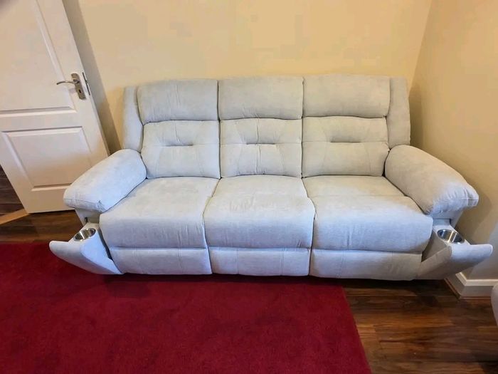 3+2 Montana Grey & Beige fabric recliner sofa