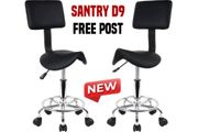 Swivel Saddle Stool Kitchen Salon Chair Black