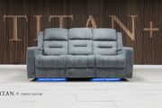3 Seater Titan Plus Electric Grey Fabric Recliner Sofa
