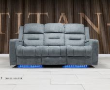 3 Seater Titan Plus Electric Grey Fabric Recliner Sofa
