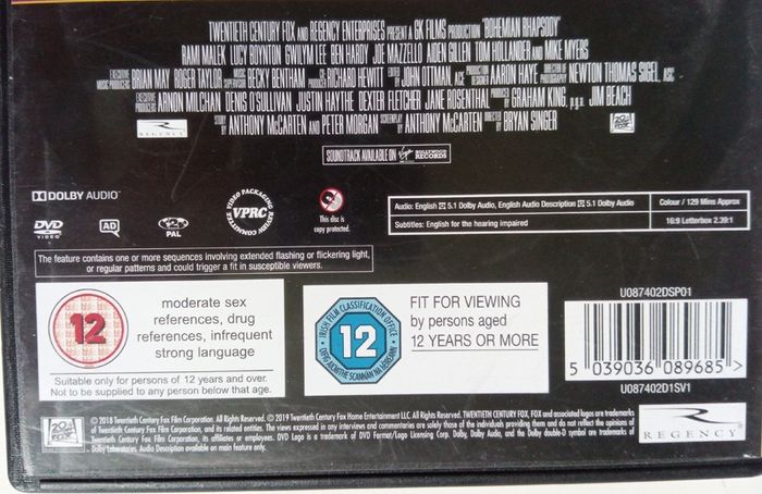 Bohemian Rhapsody [2018] Rami Malek [1xDVD Movie] Academy Award Winner