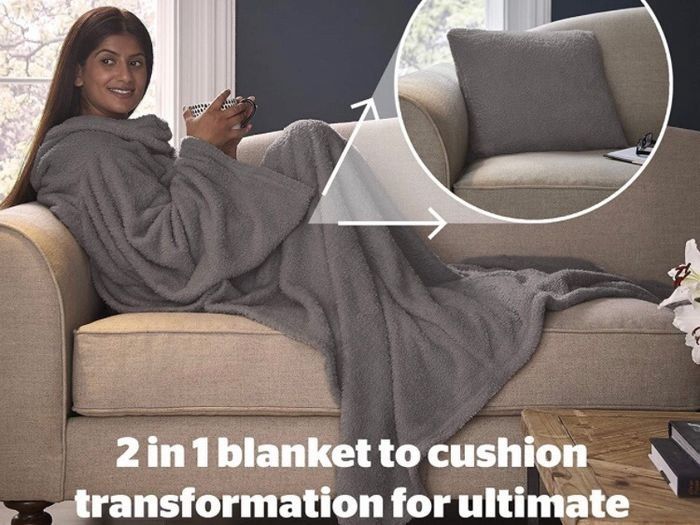 NEW SALE | Wearable Blanket - Soft Teddy Fleece Blanket with Sleeves - 2-in-1 Sleeved blanket and Cushion