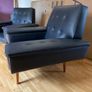 Pair of Black Leather Mid Century Armchairs Image 5