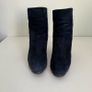 Navy Suade Carl Scarpa Wedge Boots Image 3