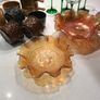 Vintage Carnival Glass Dish - Marigold with leaf design in the centre - 21 cm diameter Image 4