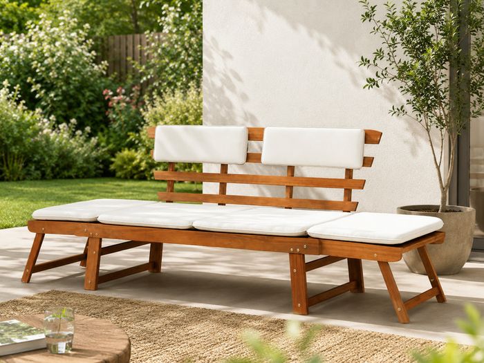 2-in-1 Acacia Garden Bench & Sun Lounger
