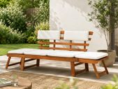 2-in-1 Acacia Garden Bench & Sun Lounger