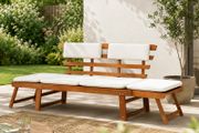 2-in-1 Acacia Garden Bench &amp; Sun Lounger