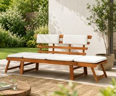 2-in-1 Acacia Garden Bench & Sun Lounger