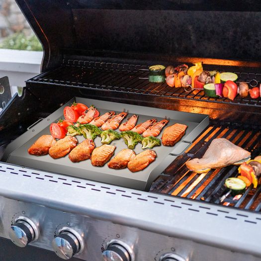 BRAND NEW Stainless Steel Griddle Flat Top Grill Frying Pan with Handles for Outdoor Camps BBQ Grilling Cooking Pancakes, Bacon, Egg