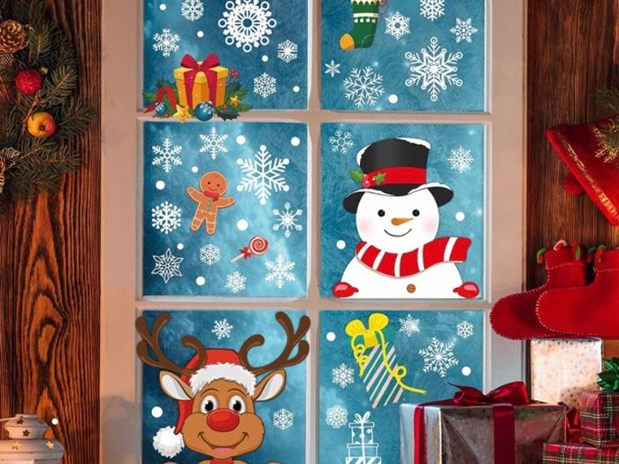 385 Pcs Christmas Window Stickers 10 Sheets Double Sides Xmas Window Decorations Santa Clings (FREE POSTAGE