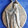 Antique Large 2" Catholic St. Brigitte Religious Pendant Image 3