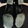 Guess Black Leather Block Heels Gold Detsil Image 9