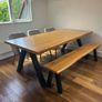 Oak dining table, bench & 3 chairs Image 3