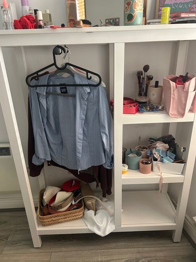 Open clothes rail and shelves