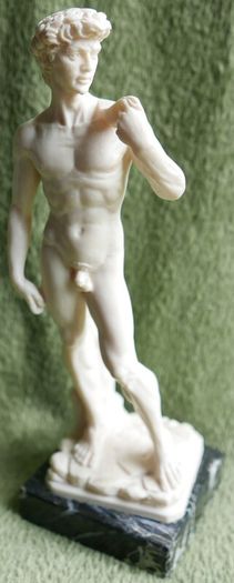 Vintage Sculpture of Statue of David in Resin by A. Santini Italy Male Nude Vintage  Italy 1960