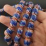 Antique Venetian Style Blue Chevron Glass Beads Necklace Strands Image 3