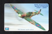 2000 Gibraltar 50 unit 60th Anniversary of Battle of Britain showing RAF Gibraltar Spitfire Wk2A ( Siemens - S5 (Module 33)) Phonecard