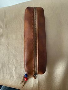 Brown leather pencil case - brand new