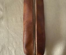 Brown leather pencil case - brand new