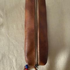 Brown leather pencil case - brand new