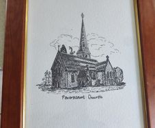 Framed Print of New Church at Powerscourt, Wicklow (engraving)