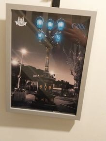 Framed A4 Photo Of iconic Dublin landmark The Five Lamps, by Max The specific print is a Lmt edition