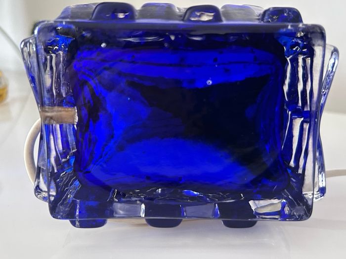 Cobalt blue Swedish lamp base by Josef Schott