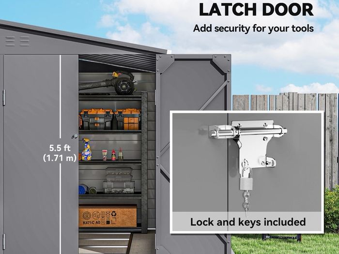 Galvanised Metal Garden Shed with Foundation Kit