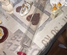 Beautiful Rare Old Glass Rolling Pin with Plugs 1950s, these pins could be filled with cold water or crushed ice to keep pastry dough chilled while rolling