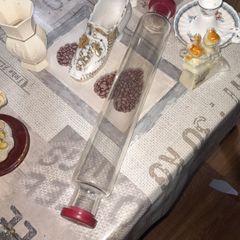 Beautiful Rare Old Glass Rolling Pin with Plugs 1950s, these pins could be filled with cold water or crushed ice to keep pastry dough chilled while rolling