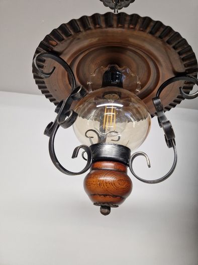 Vintage French Copper 1970s ceiling light