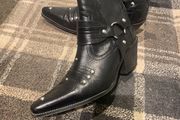 Cowgirl style leather black ankle  boots TopShop