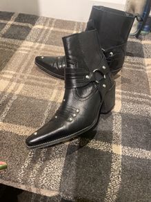 Cowgirl style leather black ankle  boots TopShop