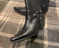Cowgirl style leather black ankle  boots TopShop