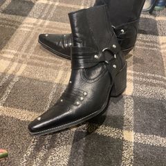 Cowgirl style leather black ankle  boots TopShop