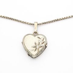 Vintage Signed Sterling Silver Photo Locket On Italian Chain