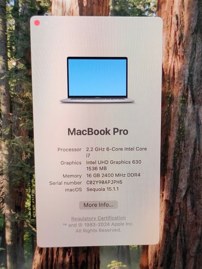 Apple MacBook Pro 15" A1990 2019 - Intel i7 16GB 500GB UHD Graphics 630 macOS Sequoia (New Battery, Cycle: 1)
