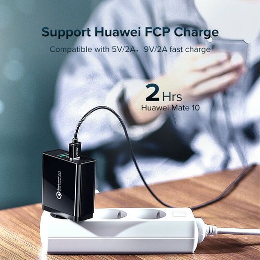 Ugreen QC 3.0 Dual USB Fast Charger 36W Wall Charger EU/UK Plug  (Brand New/Warranty)