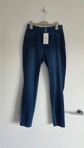 UK14 Petit, Next Blue Full Length Jersey Denim Leggings - NEW