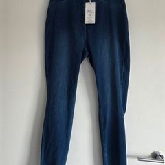UK14 Petit, Next Blue Full Length Jersey Denim Leggings - NEW